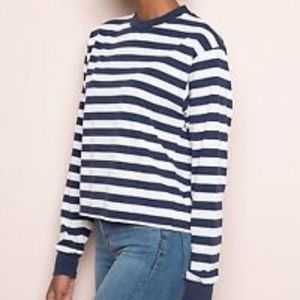 Brandy Melville OS Blue & White Striped Shirt Top